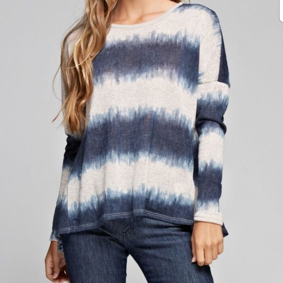 Blue Waves Tie Dye Top - Picture 2 of 5